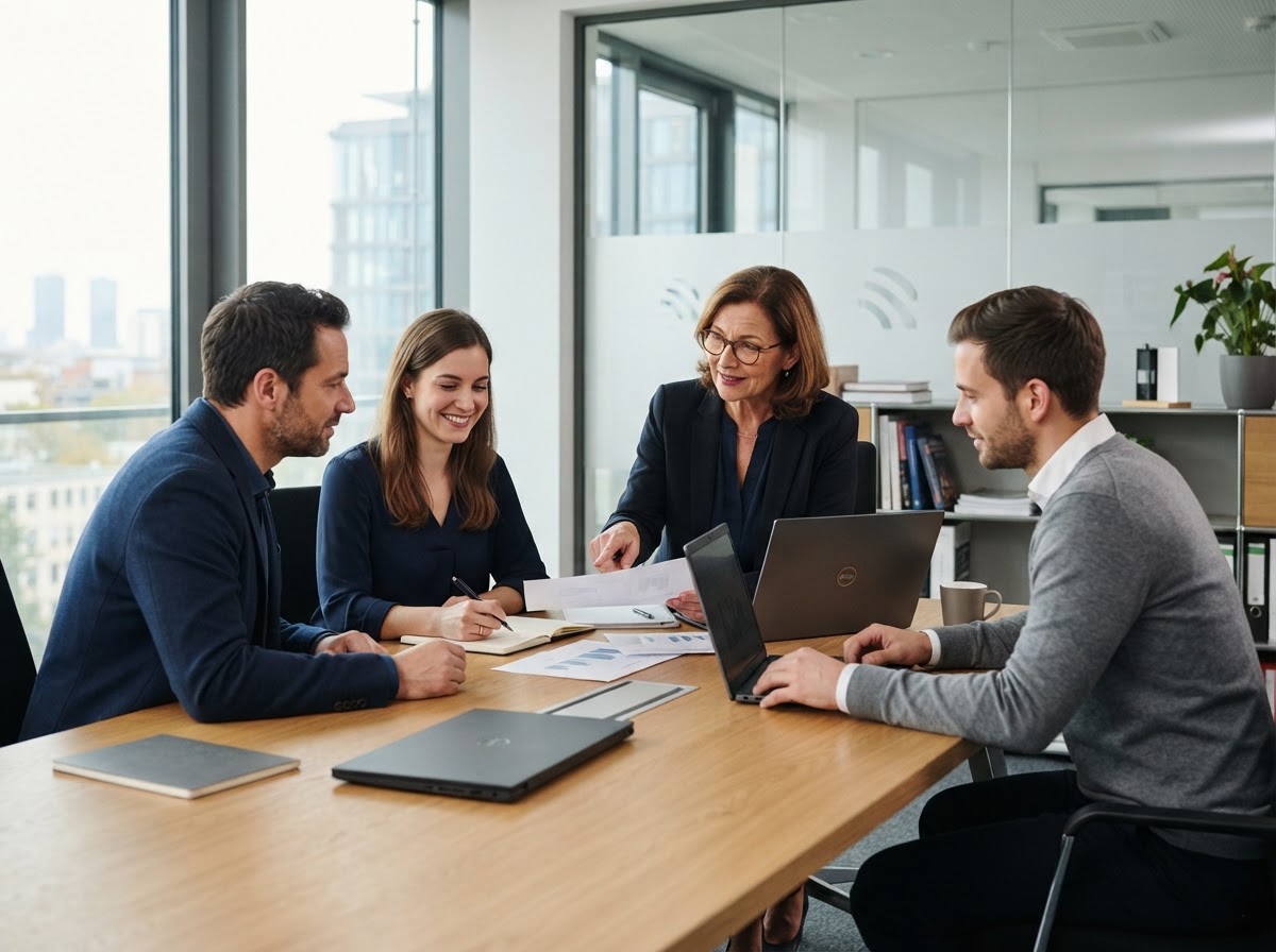 Titréisure Analystinnen und Analysten bei der Arbeit mit Datenmodellen im Büro